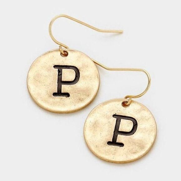 5/$25 'P' Initial Monogram Letter Earring - Picture 1 of 6